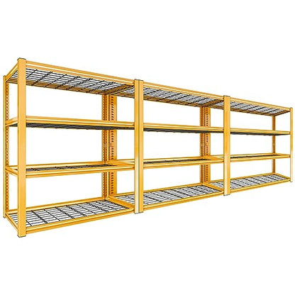 40" W Yellow Garage Shelving with Double (3 Count)