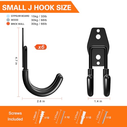 Heavy Duty Garage Hooks 6 Pack
