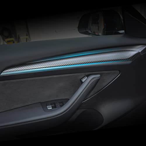 Dashboard Cover Wrap and Front Door Inner Armrest Panel Cover Trim Compatible with Tesla Model 3 2021