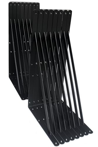 16 Pack L20 x H 12" Black Heavy Duty Shelf Brackets with Screws Metal Shelf Brackets Shelf Support Angle Brackets for Shelves L Brackets Heavy Duty Floating Shelf (16 Count)