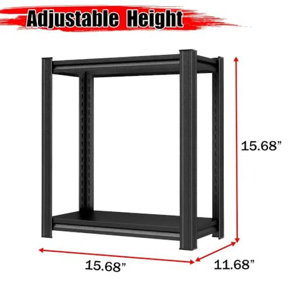 72"H/60"H: Father & I 5-tier storage rack, metal + wood, suitable for garage/kitchen/pantry, steel multi-functional support, adjustable, heavy-duty garage rack, black. (15.68*15.68*11.68)