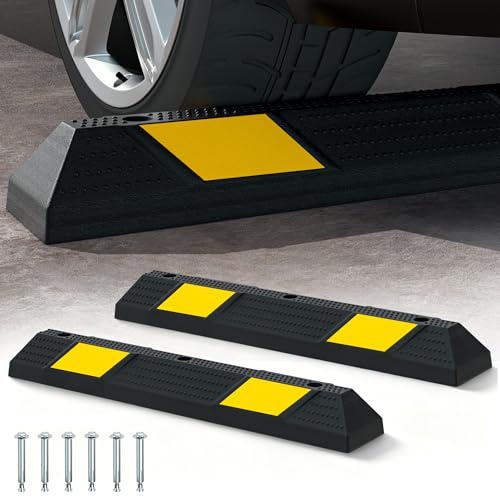2PCS Rubber Parking Guide Tire Blocks