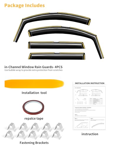 Window Visors Rain Guards for Hyundai Santa Fe 5 Seats 2019 (4 Count)
