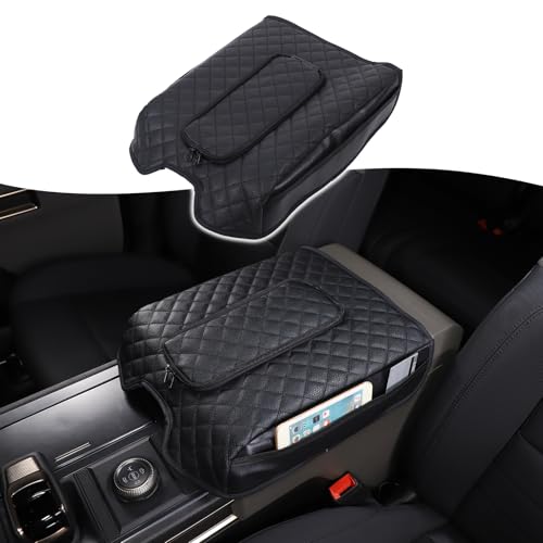 Upgraded Car Center Console Cover for Hummer EV Accessories Microfiber Leather Car Armrest Cover Cushion with Storage Bags Car Armrest Storage Box for Hummer EV Pickup SUV 2022