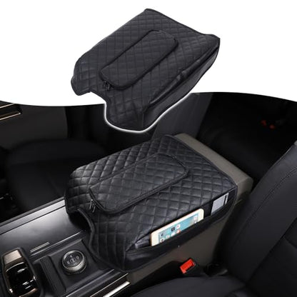 Upgraded Car Center Console Cover for Hummer EV Accessories Microfiber Leather Car Armrest Cover Cushion with Storage Bags Car Armrest Storage Box for Hummer EV Pickup SUV 2022