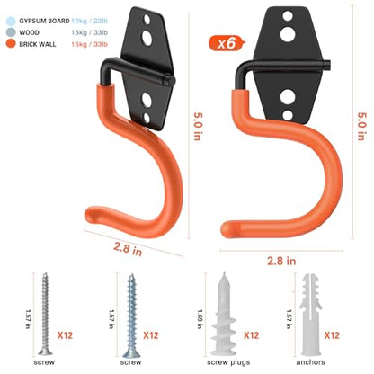 6 Pack Metal Garage Hooks