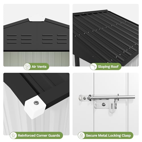 6x4 FT Outdoor Storage Shed with Floor Frame
