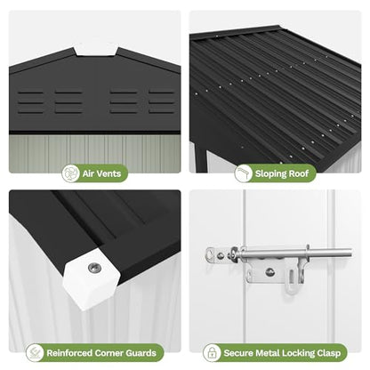 6x4 FT Outdoor Storage Shed with Floor Frame