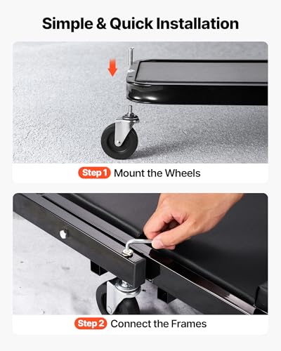 40 in 3-in-1 Folding Mechanic Creeper, Heavy Duty Z-Creeper Garage Roller, 480 lbs Under Car Rolling Creeper with 6 Swivel Casters, Padded Seat for Auto Repair