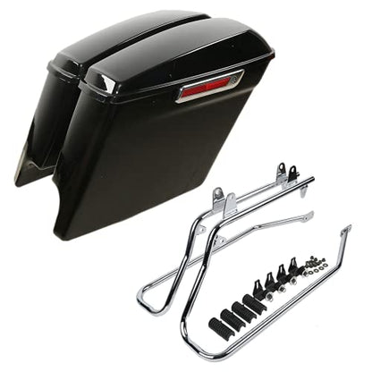Motorcycle Stretched Saddlebags with Chrome Conversion Brackets Fit For Harley Softail Deluxe Heritage Softail 1984