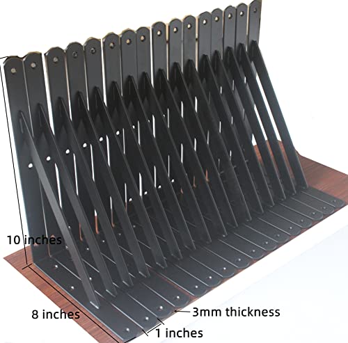 20 Pack L10 x H 8" Black Heavy Duty Shelf Brackets with Screws Metal Shelf Brackets Shelf Support Angle Brackets for Shelves L Brackets Heavy Duty Floating Shelf Brackets (20 Count)
