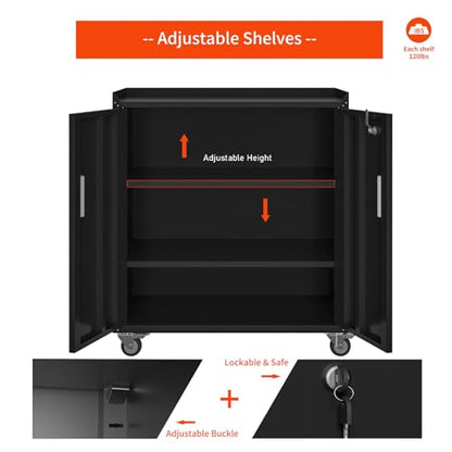 Metal Garage Storage Cabinet with Wheels