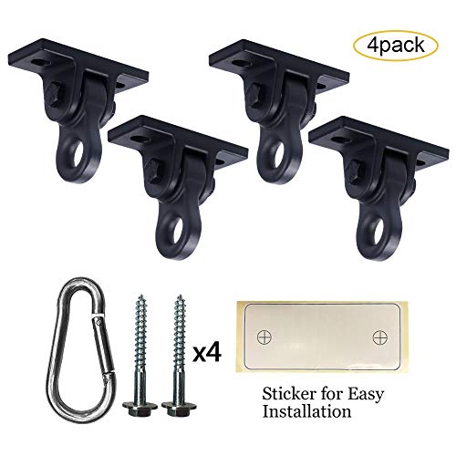 Heavy Duty Black Swing Hangers Screws Bolts Included Over 5000 lb Capacity Playground Porch Yoga Seat Trapeze Wooden Sets Indoor Outdoor (4 Count)
