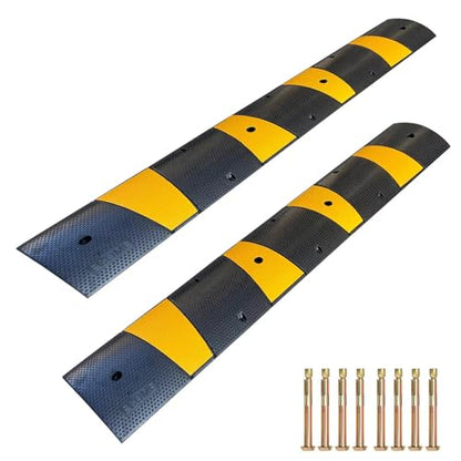 Rubber Speed Bump 6 Feet Rubber Driveway Modular Heavy Duty Speed 72.4 x 12 x 2.4 Inch Cable Protector Ramp for Garage Gravel Roads Asphalt Concrete (12 Foot)