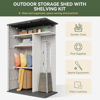 64 Cu.Ft Resin Storage Shed with Metal Shelving Kit & Floor