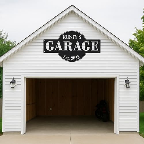 Custom Garage Workshop Metal Sign Personalized Tool Name Wall Art for Car Truck Mechanic Shop Decor Durable Steel Sign for Dad Husband Men’s Auto Workspace or Fence