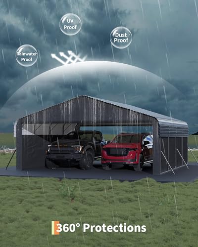 20x20 ft Metal Carport Enclosed