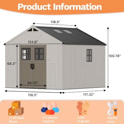 10x10 FT Resin Storage Shed with Floor