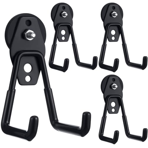 4 Pcs Large Magnetic Hooks Heavy Duty Garage Magnet Hooks Strong Storage Utility Magnetic Hangers with Anti Slip Rubber Coating for Indoor and Outdoor Hanging