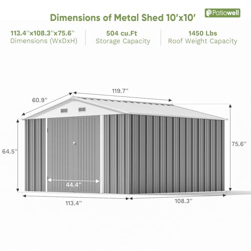 10x10 FT Metal Storage Shed