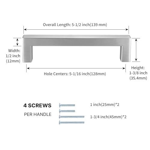 60 Pack 6-1/4 Inch Brushed Nickel Cabinet Pulls Drawer Handles (60 Count)