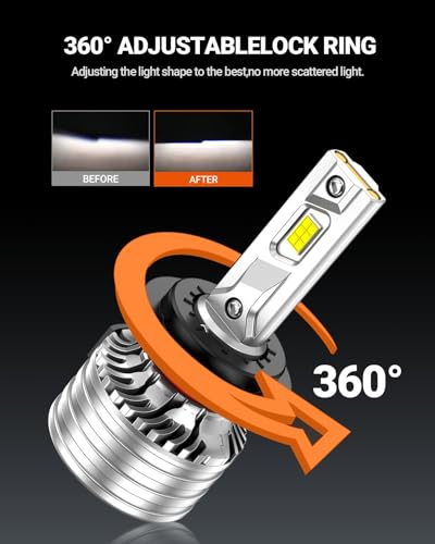 H7 Bulbs, 120,000LM 17X Brightness, H7 6500K Cool White LED Bulbs, IP68 Waterproof 80,000Hrs Lifespan, No Flickering, 1Mins Installation, 2 Pack