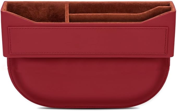 Car Seat Gap Filler Organizer for Tesla Model 3/Model Y/Model X/Model S/Cybertruck,Car Front Seat Organizer Car Console Side Pocket with USB Charging Hole,A Red