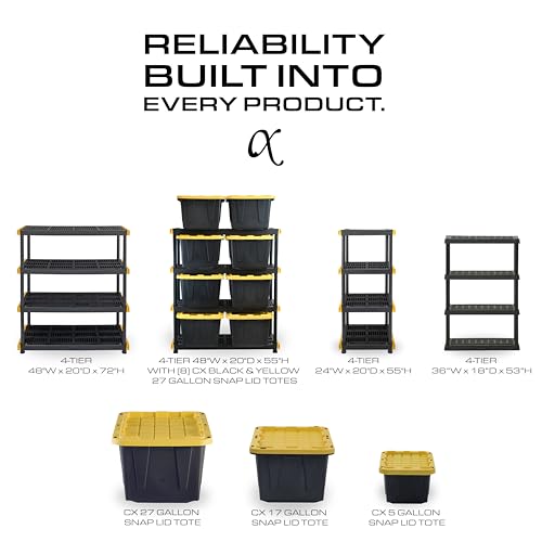 5 Tier Heavy Duty Plastic Storage Shelves for Garage Organization (5 Count)