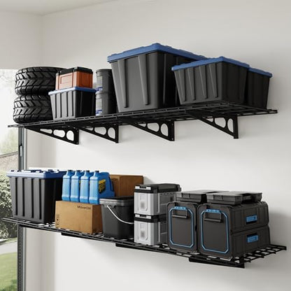 4 Pack 2x4ft Wall Shelf Garage Storage Rack Wall Mounted (4 Count)