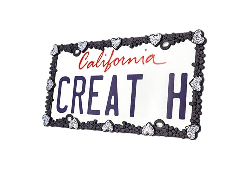 3D Shining Daisy Heart License Plate Frame from Pure Zinc Alloy Metal Perfect Plate Holder