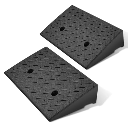 2pcs 5.2" Rise Rubber Curb Ramp Heavy Duty Loading Driveway Ramp Threshold Ramp 19.1" W x 13.5" D x 5.2" H for Loading Dock (2 Count)