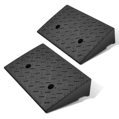 2pcs 5.2" Rise Rubber Curb Ramp Heavy Duty Loading Driveway Ramp Threshold Ramp 19.1" W x 13.5" D x 5.2" H for Loading Dock (2 Count)