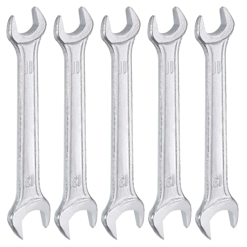5pcs Double Open End Wrench 11mm x 13mm Metric 15 Degree Offset Angle Small Flat Head Wrench Galvanizing Open Ended Spanner for Automotive Repair Furniture Assembly (5 Count)