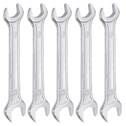 5pcs Double Open End Wrench 11mm x 13mm Metric 15 Degree Offset Angle Small Flat Head Wrench Galvanizing Open Ended Spanner for Automotive Repair Furniture Assembly (5 Count)