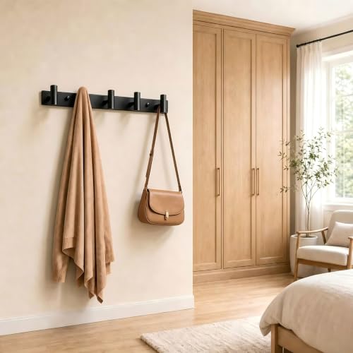 Coat Rack Wall Mounted with 5 Hooks (2 Count)
