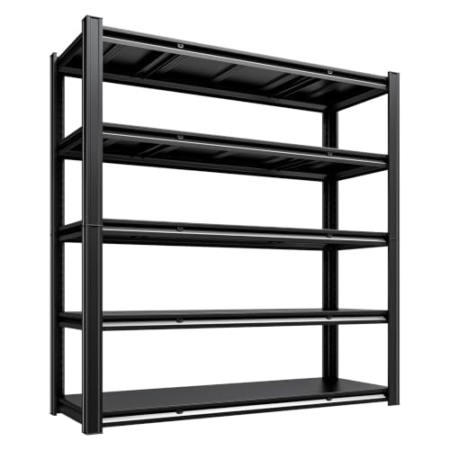 5 Tier 60”W x 20”D x 78”H Heavy Duty Garage Storage Shelves 3300LBS Metal Garage Shelving Adjustable Garage Storage Shelving Units Metal Shelves for Industrial Shelf