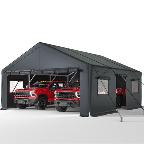 20x20 FT Carport for 2 Car Portable Garage Cover Backyard and Patio