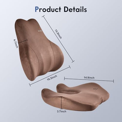 Memory Foam Car Seat Cushion and Lumbar Support Pillow for Car