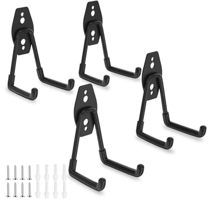Garage Hooks Heavy Duty Garage Storage Hooks Utility Steel Wall Mount Hanger for Hanging Garden Tools (4 Count)