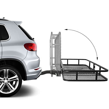 Folding Hitch Mount Cargo Carrier Basket 60" X 20" X 6"+ Waterproof Cargo Bag
