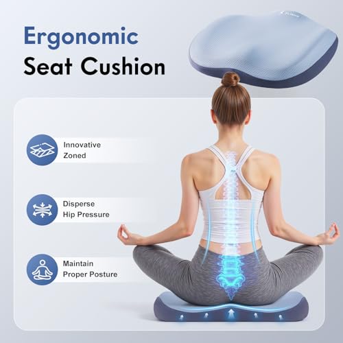 Seat Cushion and Lumbar Support Pillow for Office Chair Car