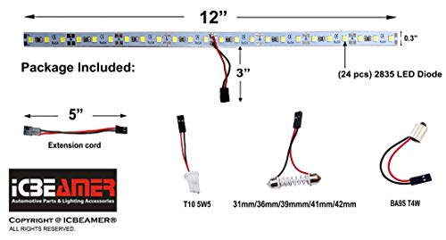 12" Red 18 SMDs 2835 LED Strip Light Universal Fit Car Trunk Cargo Area or Interior Illumination
