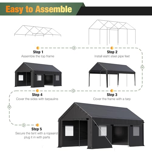 12x20 FT Heavy Duty Carport Tent with All