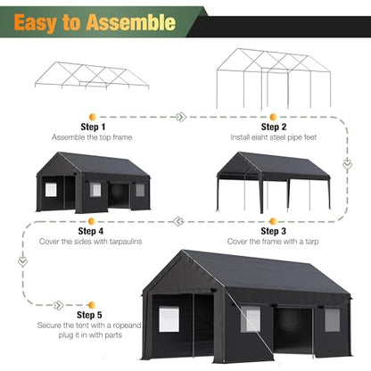 12x20 FT Heavy Duty Carport Tent with All