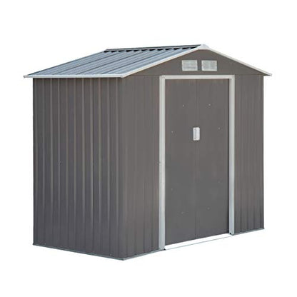 7' x 4' Outdoor Storage Shed Garden Tool Metal Shed Gray
