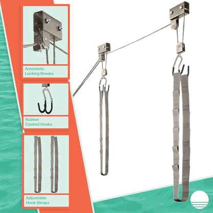 Kayak Storage Hoist Overhead Pulley System