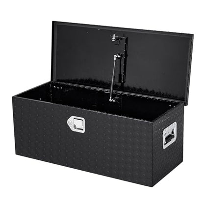 36 Inch Heavy Duty Aluminum Diamond Plate Tool Box Pick Up Truck Bed RV Trailer Toolbox Waterproof Square Storage Organizer with Side Handle