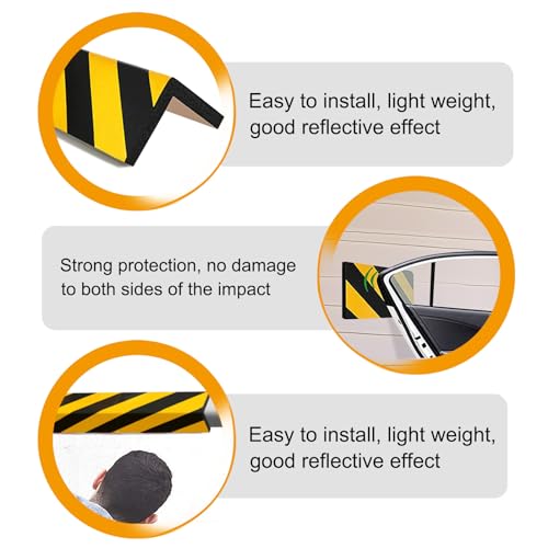 2pcs Garage Wall Guards Wall Protector Cover Yellow and Black Foam Wall Corner Guard for Parking Garages (2 Count)