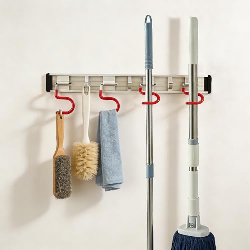 Wall Mounted Mop and Broom Holder Stainless Steel S Type Broom Rack Anti