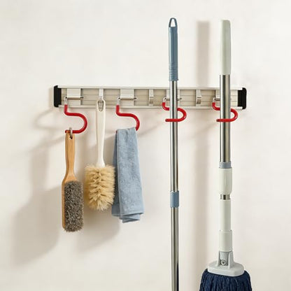 Wall Mounted Mop and Broom Holder Stainless Steel S Type Broom Rack Anti